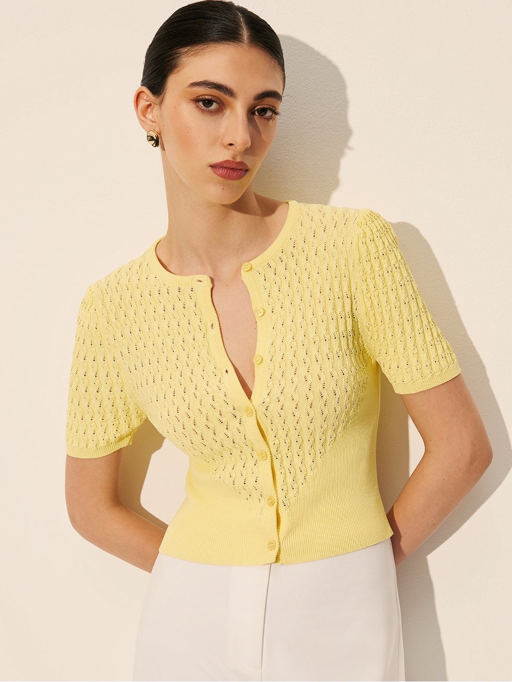 Commense Hollow Knit Button Top Sz Medium NWT SOLD OUT ONLINE
